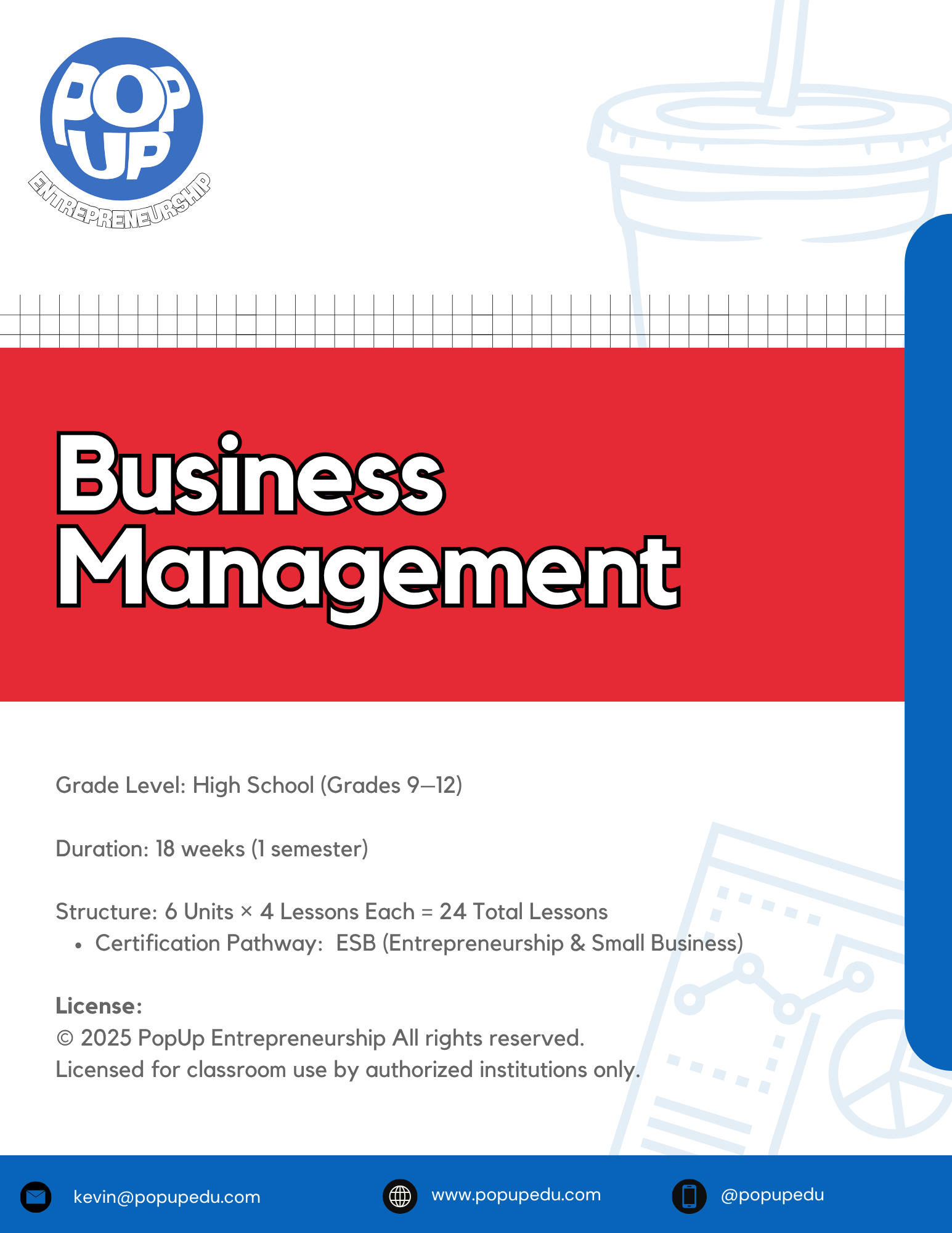 PopUp Entrepreneurship Level 2 - Business Management Curriculum Overview